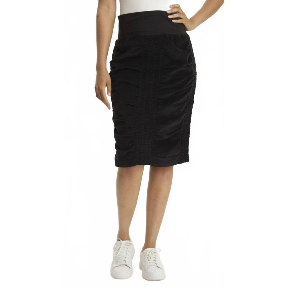 NEW WEARABLES stretch cord midi trace skirt in black